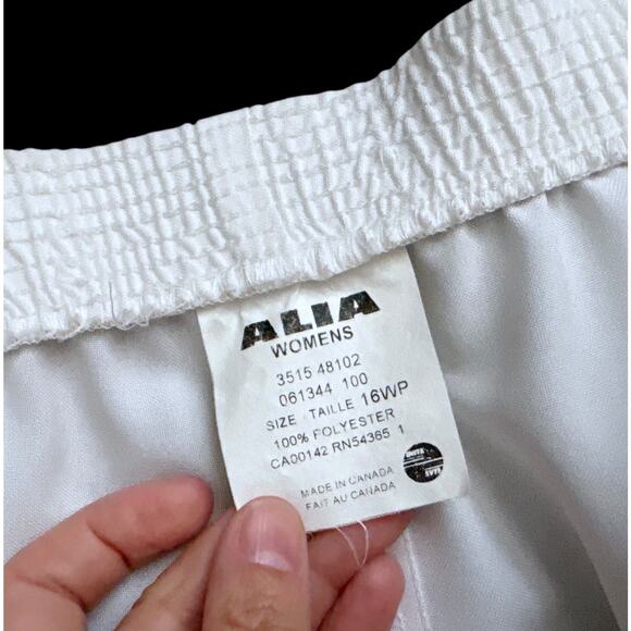 ALIA Womens Plus Size 16W Petite White Pull On Elastic Waist High Rise Pants - Picture 5 of 5